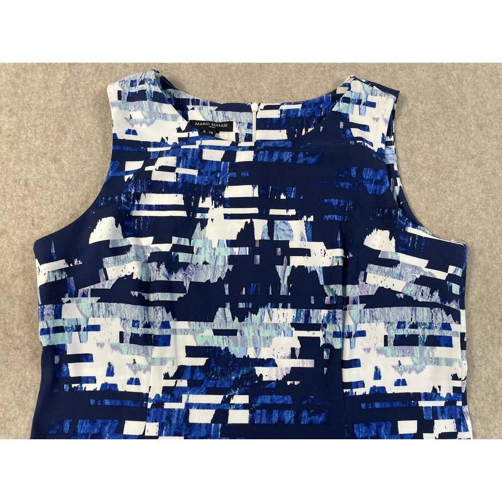 NWT Mario Serrani Italy Sleeveless Sheath Dress Blue Knee Length Size 14 - Picture 12 of 12